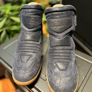 Maison Margiela Moto Sneakers Navy Blue Men 10 43 Leather High Top Shoes